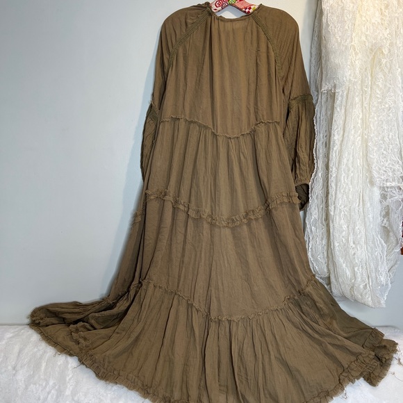 Free People In The Moment Ruffle Tiered Tassels Tie MIDI Dress - Picture 6 of 6